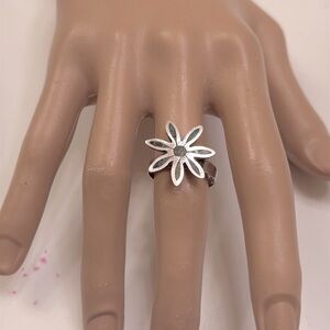 Silver silver vintage Hecho en Mexico Floral Ring adjustable Eagle mark initials